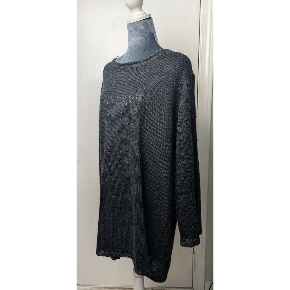 Avalin Womens Sequin Knit Pullover Sweater Charcoal Gray Crew Neck Size Large - Picture 2 of 16